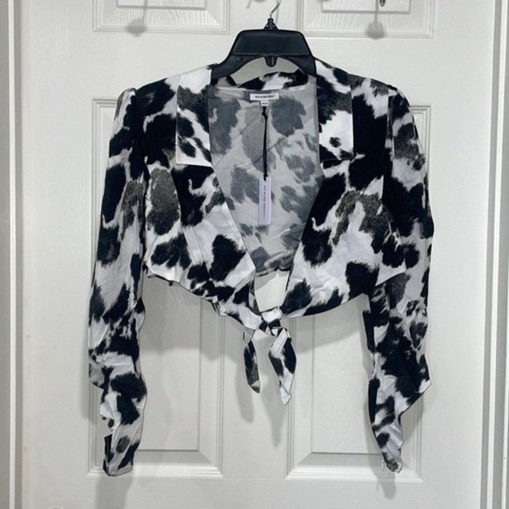 WeWoreWhat Printed Cotton-Blend Cropped Top Size Medium - Picture 3 of 8